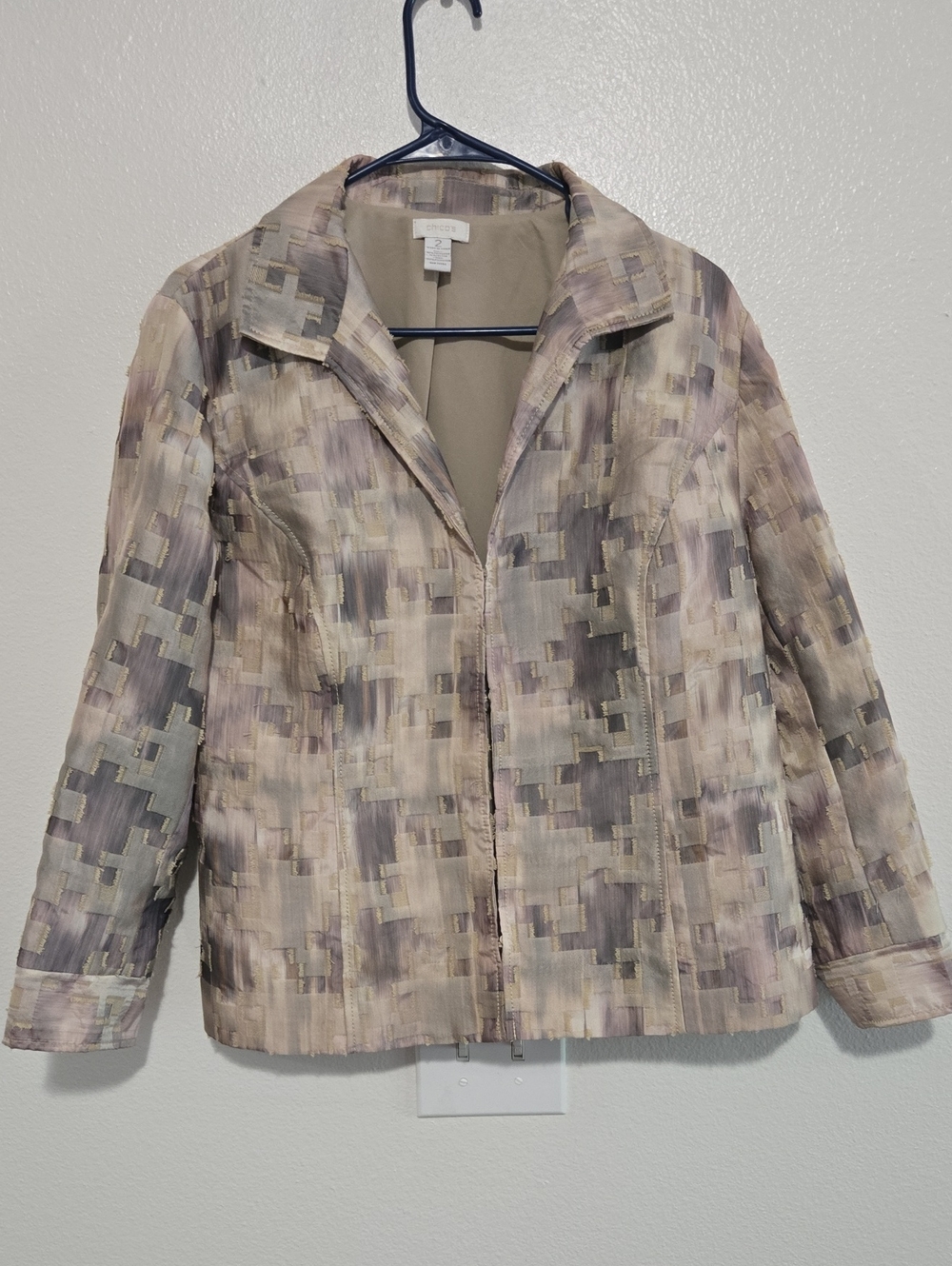 Chico's Neutral Mosaic-Print  Jacket in Beige and Taupe